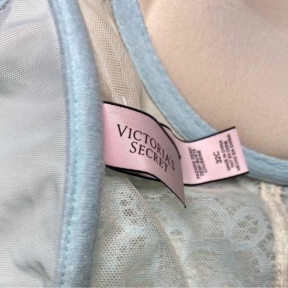 Victoria's Secret - Padded Demi Push Up Baby Blue Lace Up Mini Bustier - Picture 4 of 6
